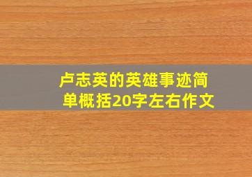 卢志英的英雄事迹简单概括20字左右作文