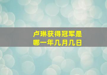 卢琳获得冠军是哪一年几月几日