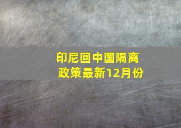 印尼回中国隔离政策最新12月份