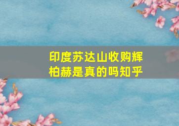 印度苏达山收购辉柏赫是真的吗知乎