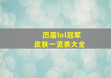 历届lol冠军皮肤一览表大全