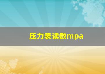 压力表读数mpa