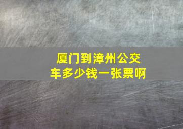 厦门到漳州公交车多少钱一张票啊