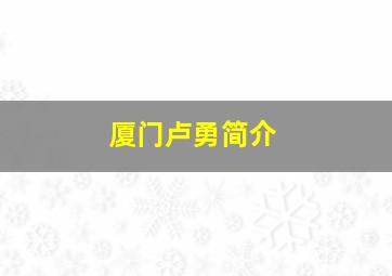 厦门卢勇简介