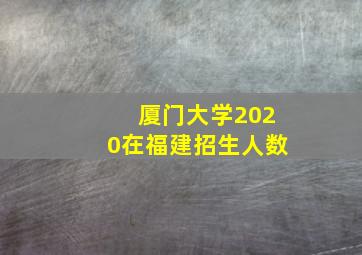 厦门大学2020在福建招生人数