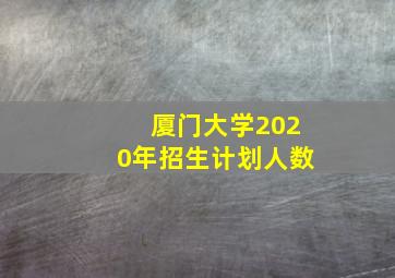 厦门大学2020年招生计划人数