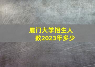 厦门大学招生人数2023年多少