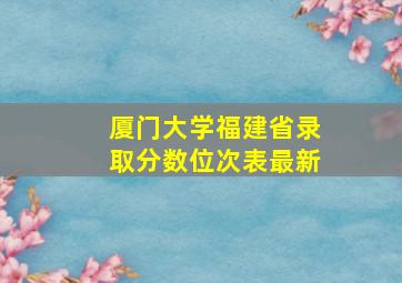 厦门大学福建省录取分数位次表最新