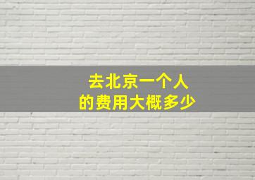 去北京一个人的费用大概多少