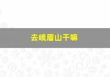 去峨眉山干嘛