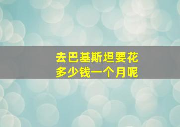 去巴基斯坦要花多少钱一个月呢