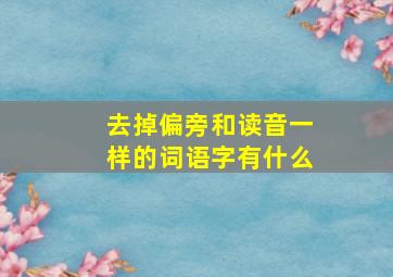 去掉偏旁和读音一样的词语字有什么