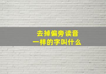 去掉偏旁读音一样的字叫什么