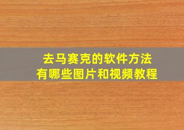 去马赛克的软件方法有哪些图片和视频教程