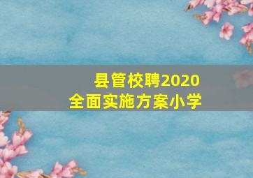 县管校聘2020全面实施方案小学