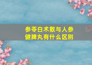 参苓白术散与人参健脾丸有什么区别