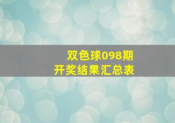 双色球098期开奖结果汇总表