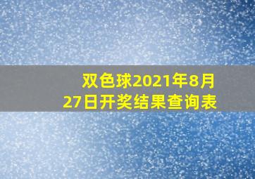 双色球2021年8月27日开奖结果查询表