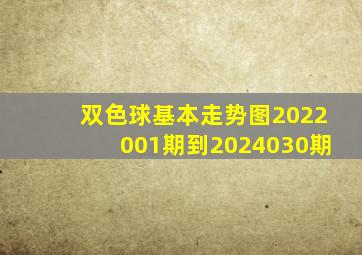 双色球基本走势图2022001期到2024030期