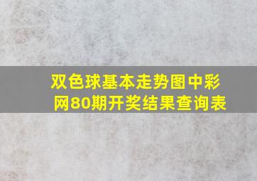 双色球基本走势图中彩网80期开奖结果查询表