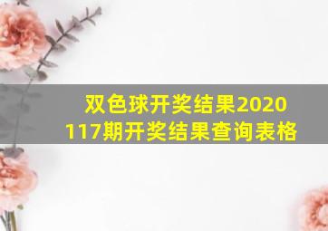 双色球开奖结果2020117期开奖结果查询表格