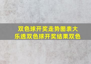 双色球开奖走势图表大乐透双色球开奖结果双色