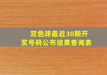 双色球最近30期开奖号码公布结果查询表