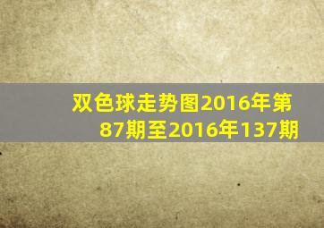 双色球走势图2016年第87期至2016年137期