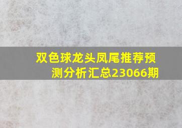 双色球龙头凤尾推荐预测分析汇总23066期