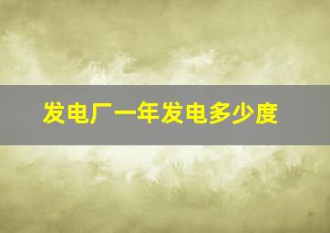 发电厂一年发电多少度