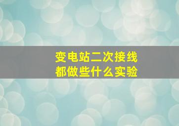 变电站二次接线都做些什么实验