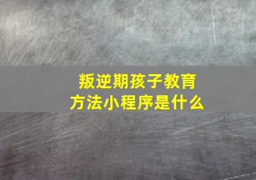 叛逆期孩子教育方法小程序是什么