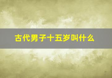 古代男子十五岁叫什么