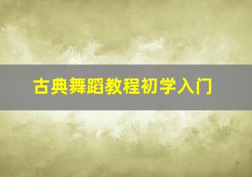 古典舞蹈教程初学入门