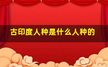 古印度人种是什么人种的