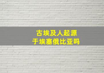 古埃及人起源于埃塞俄比亚吗