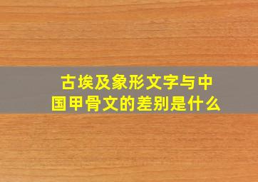 古埃及象形文字与中国甲骨文的差别是什么