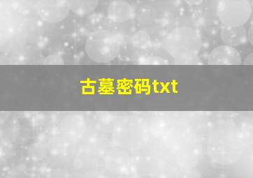 古墓密码txt