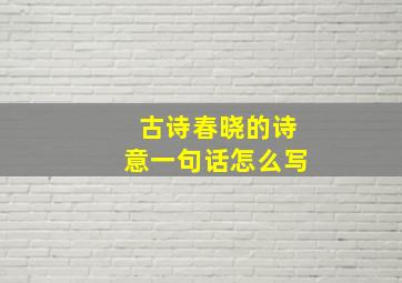 古诗春晓的诗意一句话怎么写