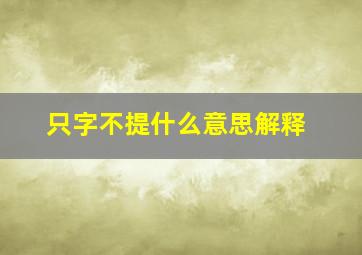 只字不提什么意思解释