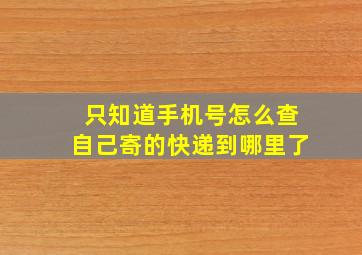 只知道手机号怎么查自己寄的快递到哪里了