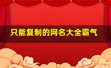 只能复制的网名大全霸气