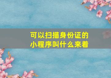 可以扫描身份证的小程序叫什么来着