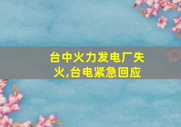 台中火力发电厂失火,台电紧急回应