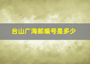 台山广海邮编号是多少