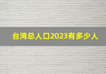 台湾总人口2023有多少人