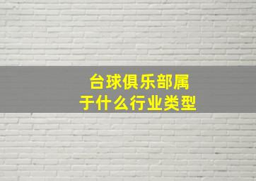 台球俱乐部属于什么行业类型