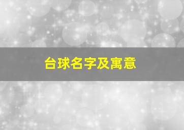 台球名字及寓意