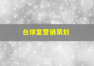 台球室营销策划