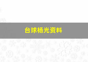 台球杨光资料